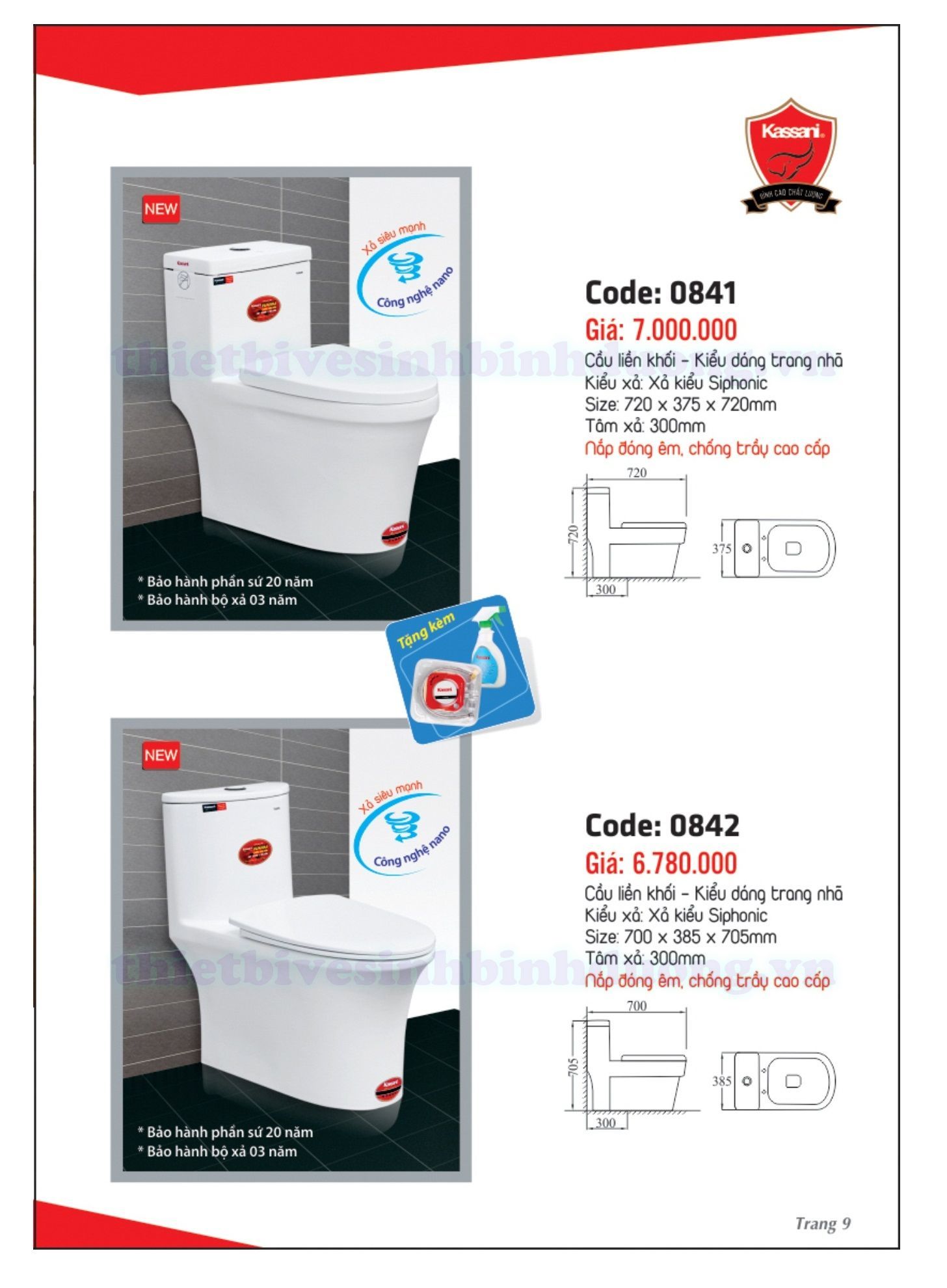 Bồn cầu sứ Thái Lan Kassani 0841